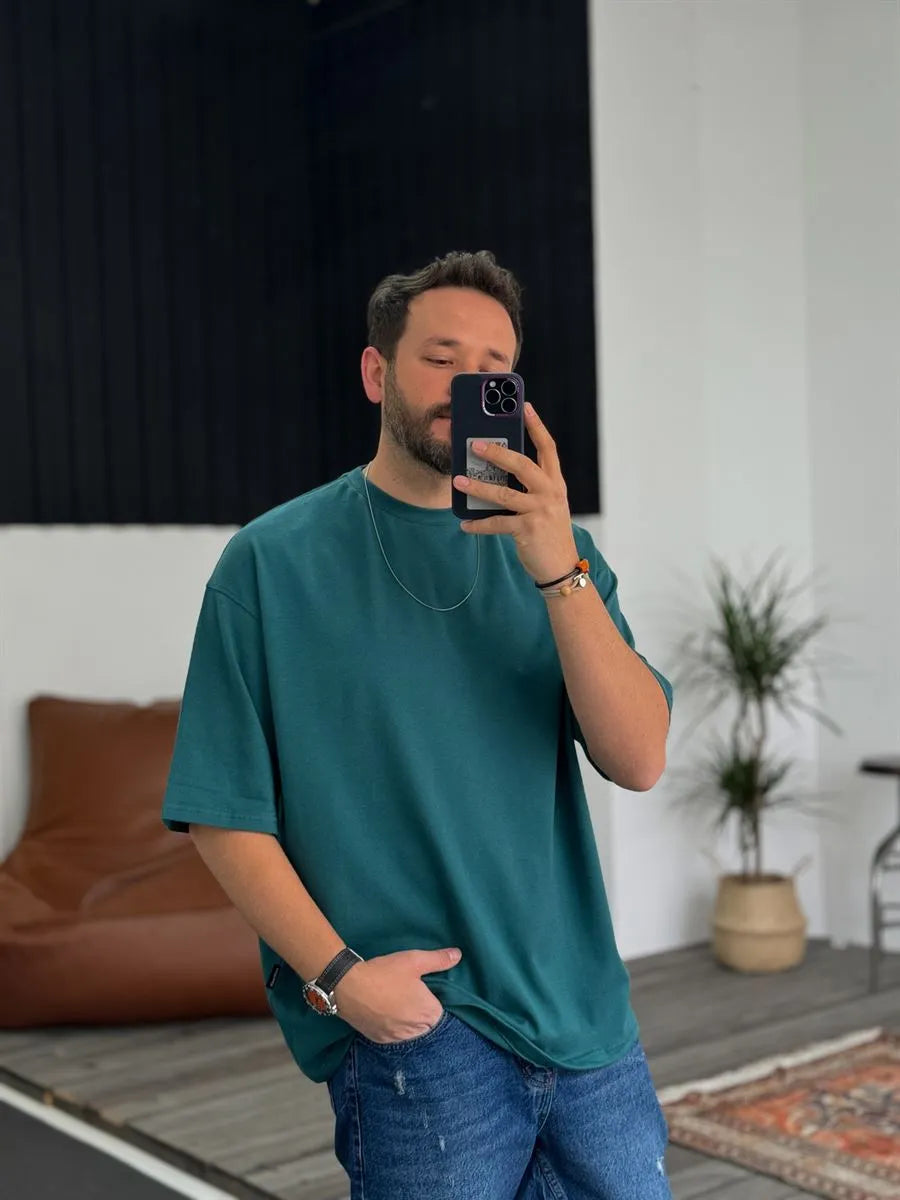Dark Green Basic Oversize T-Shirt