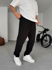 Khaki Waffle Fabric Baggy Trousers
