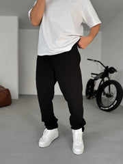 Khaki Waffle Fabric Baggy Trousers